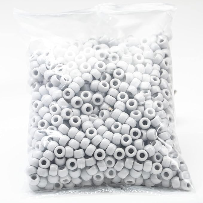 Gxueshan 1000 Pcs Acrylic Pony Beads 6x9mm Gray Bulk Plastic Beads - Image 5
