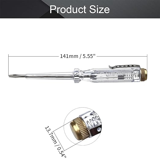Fielect 5pcs Test Screwdriver, Voltage Detector Pen Light Circuit Tester Electric Test Pen Screwdriver Neon Tube AC/DC 100-500V Clear