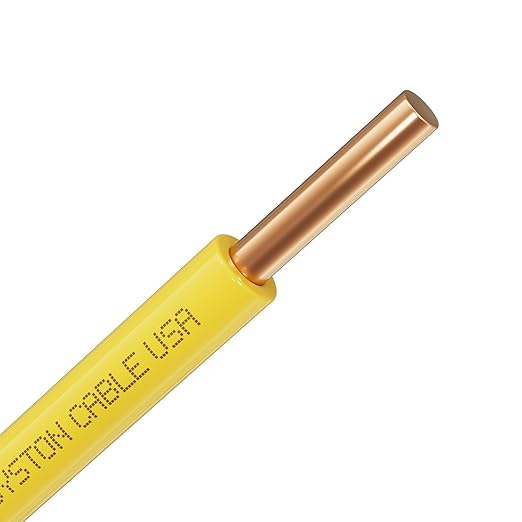 14 AWG Tracer Wire 600V 100% Solid Copper Conductor Direct Burial Underground, Yellow Tracer Wire for Locating Underground Pipes and Lines Gas Electrical Wire Water Sewer Pipe and Fiber Optic, 250 FT