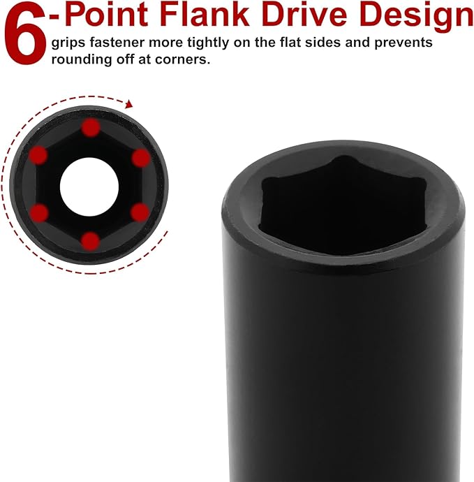 CASOMAN 1/2-Inch Drive x 17mm Deep Impact Socket, 6-Point, Metric, CR-MO