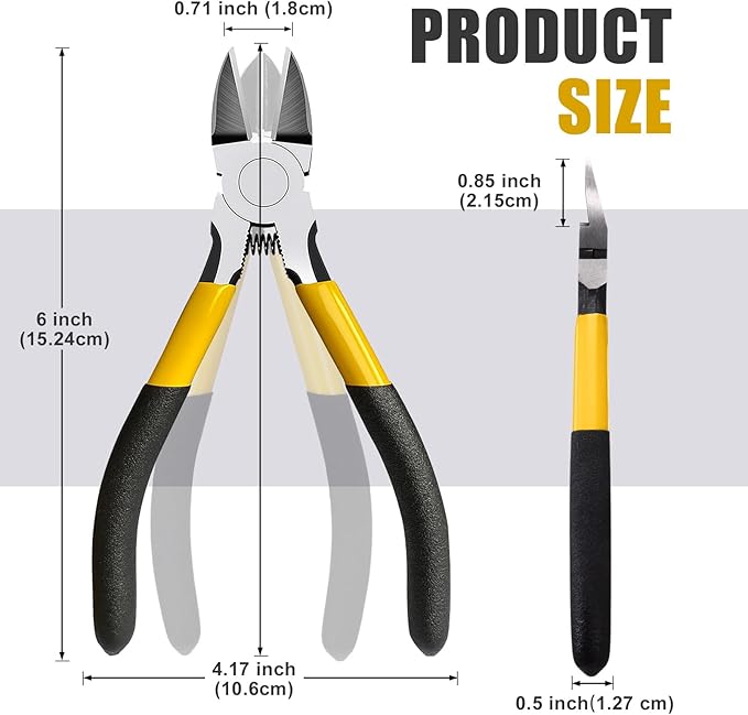 Lasnten Wire Cutters Precision Cutting Pliers Side Diagonal Cutters Small Wire Clippers with Nonslip Handle DIY Jewelry Making Crafting Model Kits (15 Pcs 6 Inch,Yellow Black)