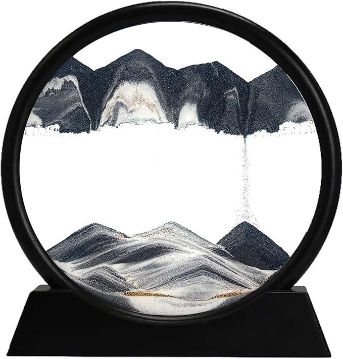 rysnwsu 3D Dynamic Sand Art Liquid Motion, Moving Sand Art Picture Round Glass by rysnwsu