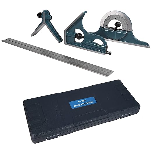 1x Stainless Steel Universal Bevel Set Multi-Functional 180 Degree Angle Combination Square Protractor Ruler Set High Measuring Tool