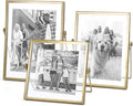 Gold Picture Frames Set of 3 — 4x4 4x6 5x7 Floating Glass Photo Frame Gift | by AceList