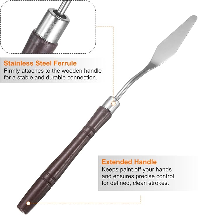 HARFINGTON 8pcs Palette Knife Painting Tool 7.09" Pointed Stainless Steel Blade - Image 4