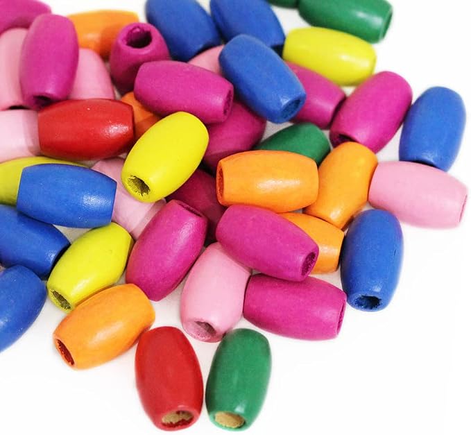 BetterJonny 50 Large Oval Wood Beads Assorted Color - Image 6