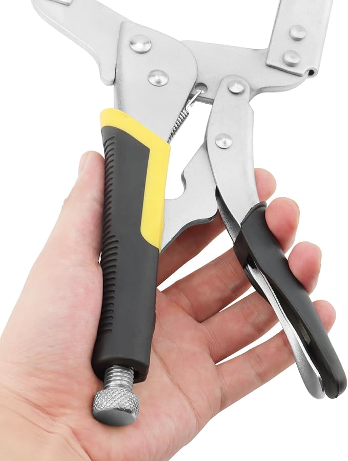 ZOENHOU 3 Pack 18 Inch Large C Clamp Locking Plier with Swivel Pads and Rubber Handle, C Type Adjustable Vise Grip Locking Pliers, Weldingc C Clamp Plier for Metal DIY Woodworking