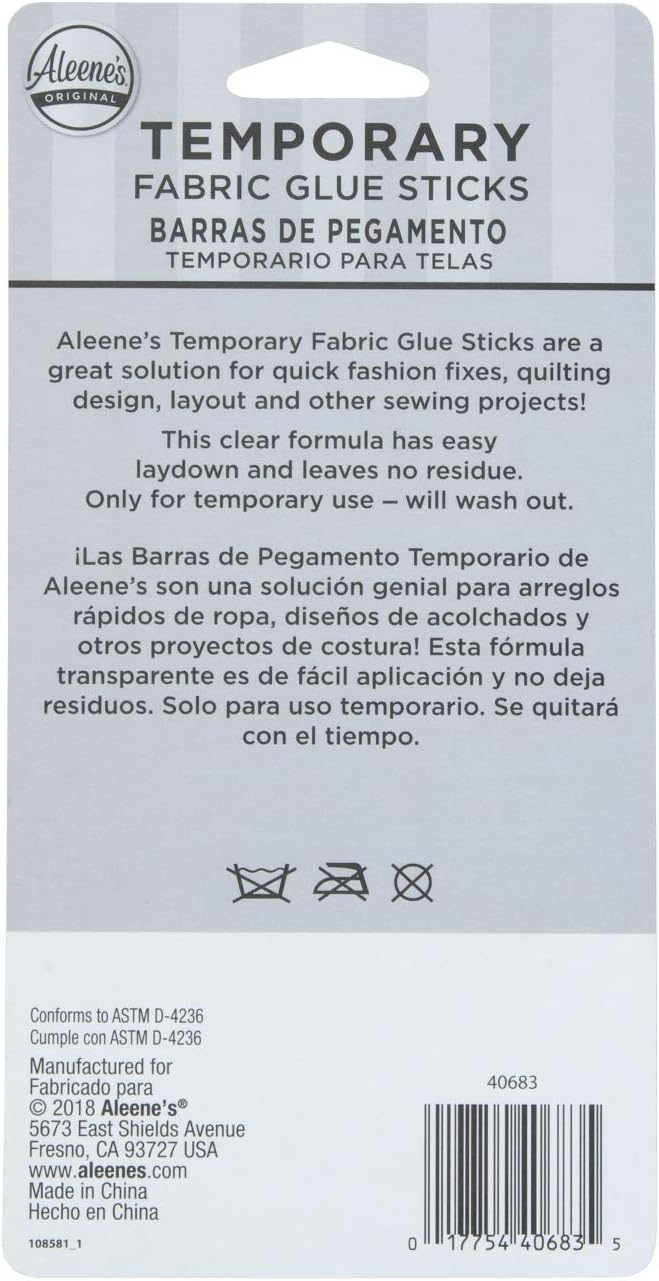 Aleene's No-Sew Temporary Fabric Glue Sticks, .28oz 2-Pack - Image 2