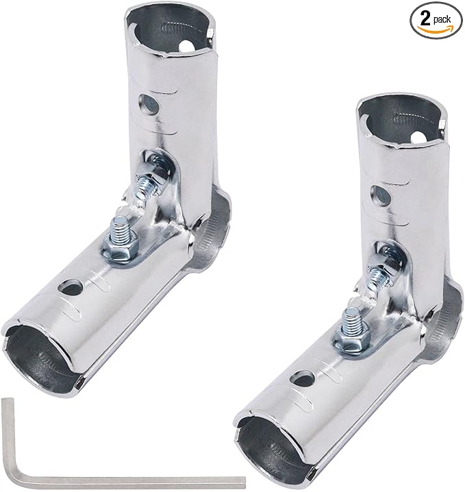 90 Degree Pipe Connector Tee Clamp Fittings, Steel Connection Clamps Set with Small Wrench （2set, 20mm）