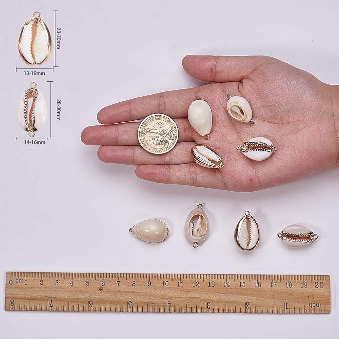 SUNNYCLUE 1 Box 10Pcs Oval Ocean Beach Spiral Seashells Craft Charms Connectors - Image 6