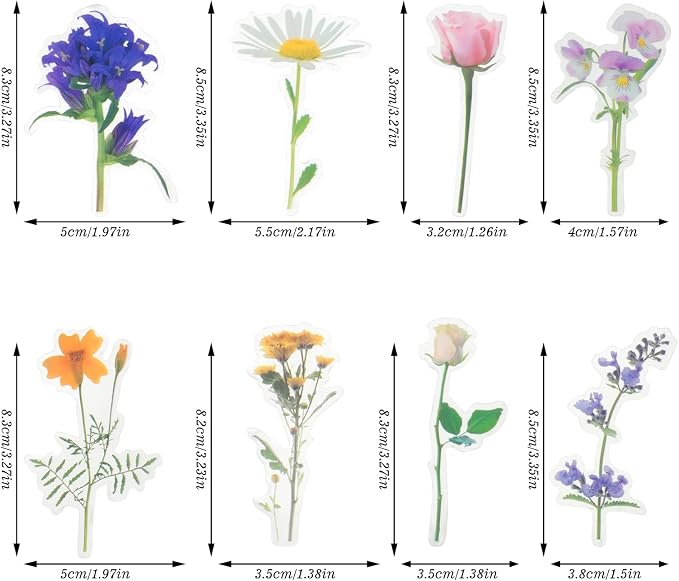 160 Pieces Natural Flower Stickers - Image 2