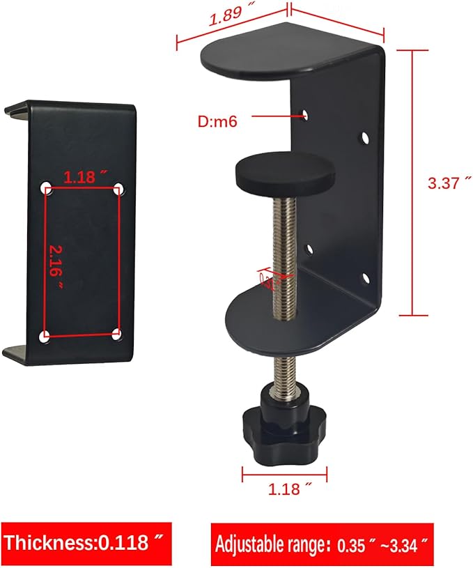 3 inch C-Clamp with Four Small Holes in the back, 1-Pack Adjustable Desk C Clamps for Range 0.35"~3.37", Versatile Clamp for Brake, Parts Assembly, Fastening, Welding, Woodwork, Metal Work