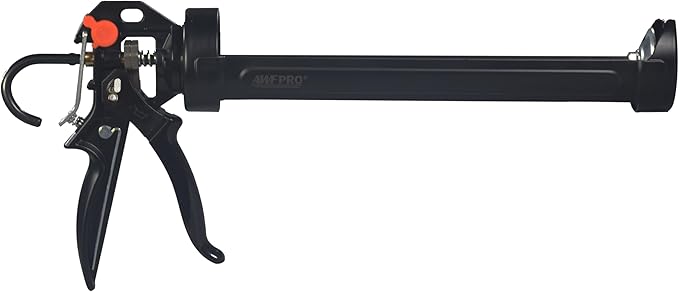 AWF PRO 29 oz Dual Thrust Caulk Gun - 25:1 or 12:1 Thrust Ratio, Dripless, Rotating Barrel, Comfort Grip, with Built-In Puncture Tool