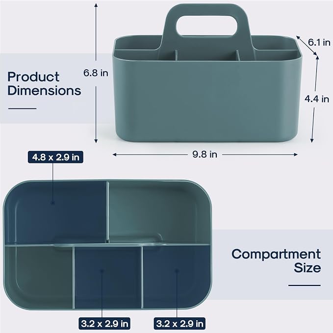 Multiuse Caddy Organizer with Handle, Portable Divided Plastic Tote Bin - Image 5