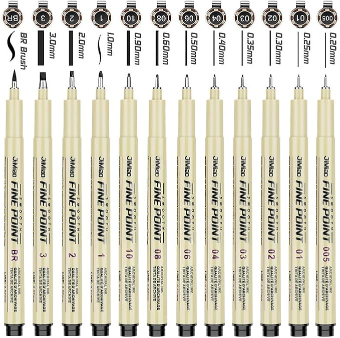 Qionew Precision Black Micro-Pen Fineliner Ink Pens, 12 Pack Waterproof by Qionew