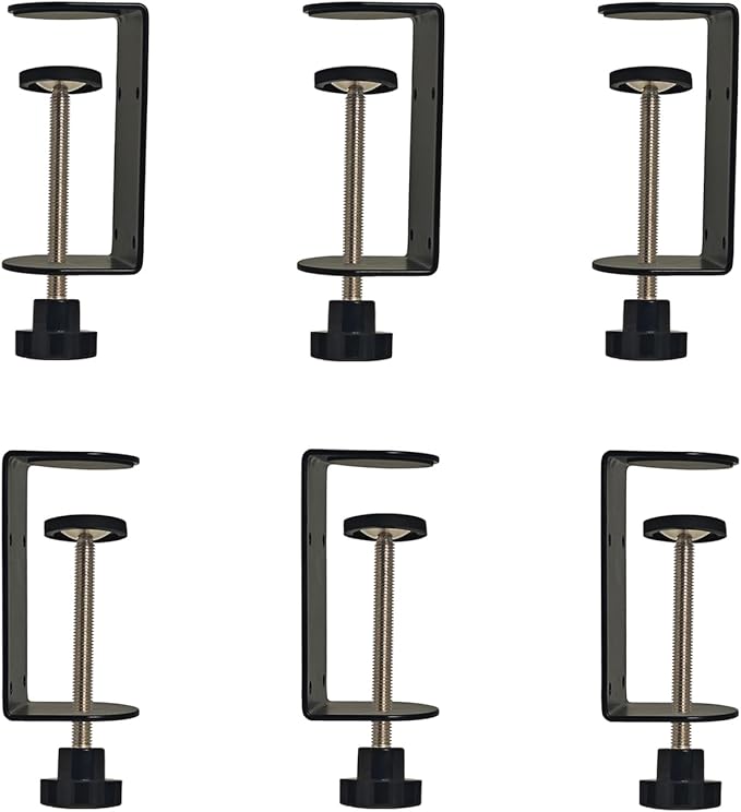 3 inch C-Clamp with Four Small Holes in the back, 6-Pack Adjustable Desk C Clamps for Range 0.35"~3.37", Versatile Clamp for Brake, Parts Assembly, Fastening, Welding, Woodwork, Metal Work