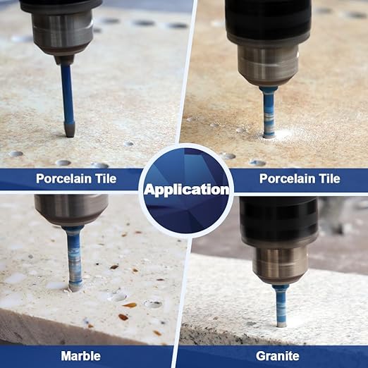 Dry Diamond Core Drill Bit Set,BRSCHNITT 1/4"*2,5/16",3/8" Diamond Hole Saw& 1/4"*3,5/16"*2,3/8" Carbide Drill bits with Triangle Shank for Porcelain Tile Ceramic Stone Granite Marble(10pcs)