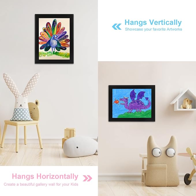 Kids Art Frames, 9x12 Front Opening Kids Artwork Frames Changeable, Holds 50 Pcs - Image 2