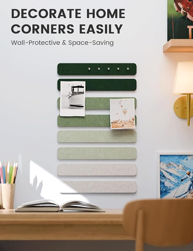 Fluxynara Cork Board Alternative Felt Strip Board 8-Pack 13"x2", Office Pin - Image 4