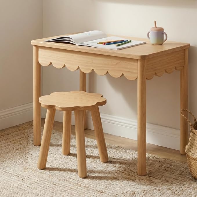 CAALMA Kids Table and Chair Set, Solid Wood by CAALMACO