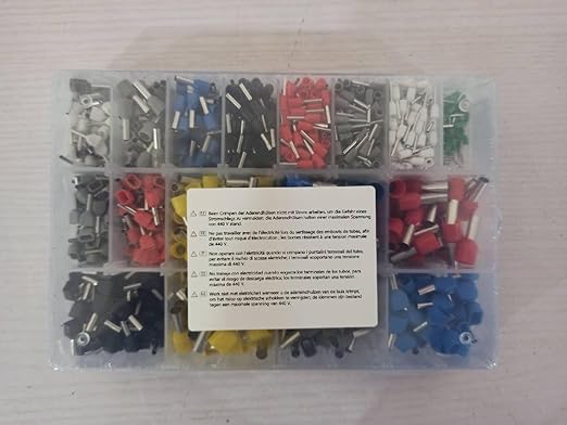 Lytool Wire-Ferrule Kit 1200pcs:Ferrule-Connectors, Double Ferrules Terminal Set, Insulated Ferrule Crimp Pins, Single Line Ferrules and Twin Wire Ferrule Set, AGW 23-6