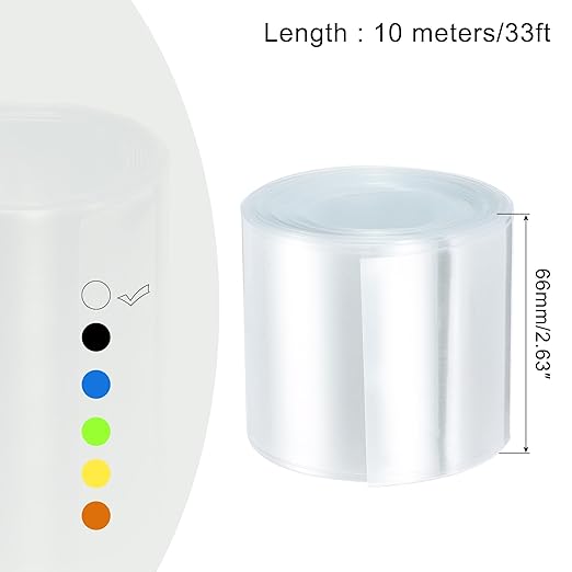 MECCANIXITY Battery Wrap PVC Heat Shrink Tubing 42mm Dia 66mm Flat 33 Feet(10meters) Clear Good Insulation for Battery Pack
