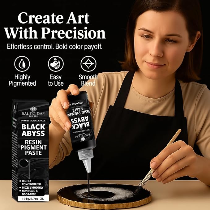 BALTIC DAY Black Abyss Epoxy Resin Pigment Paste XL – Opaque Epoxy Dye & High - Image 5