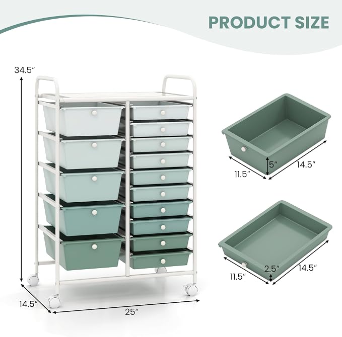 BECOMFORT 15-Drawer Rolling Cart - Image 3