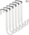Over The Door Metal Hooks with Plastic Coating 5.5" Fit 0.5" to 1 3/8" Door 6 Pcs Heavy Duty Single Towel Robe Rack Wreath Bathroom Shower Hanger Shoe Organizer Ironing Board Short White