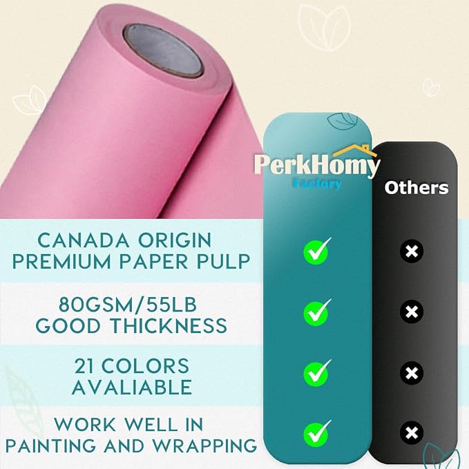 PerkHomy Light Pink Kraft Paper Roll 36" x 1 - Image 3