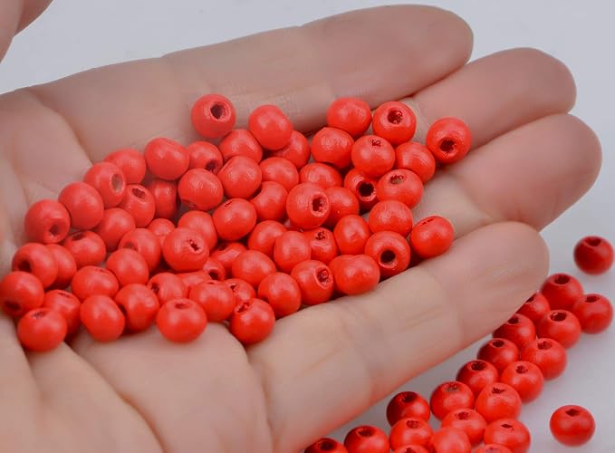 AD Beads 300 Pieces Wood Spacer Loose Wooden Craft Beads Big Hole Beads Assorted - Image 4