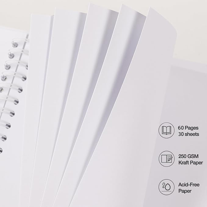 RECUTMS 8x8 Inch Scrapbook Album 60 Page Kraft Paper Baby Memory Book White | - Image 5