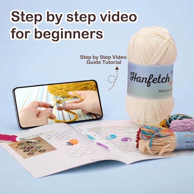 Hanfetch Crochet Kit for Advanced or Intermediate Beginner, Step by Step Video - Image 6