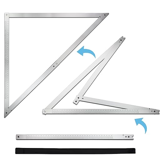 48 Aluminum Combination Square Carpenter Tools | Adjustable 45° & 90° Angles for Framing/Roofing/Staircases | Professional Woodworking & Construction Triangle Ruler Tool