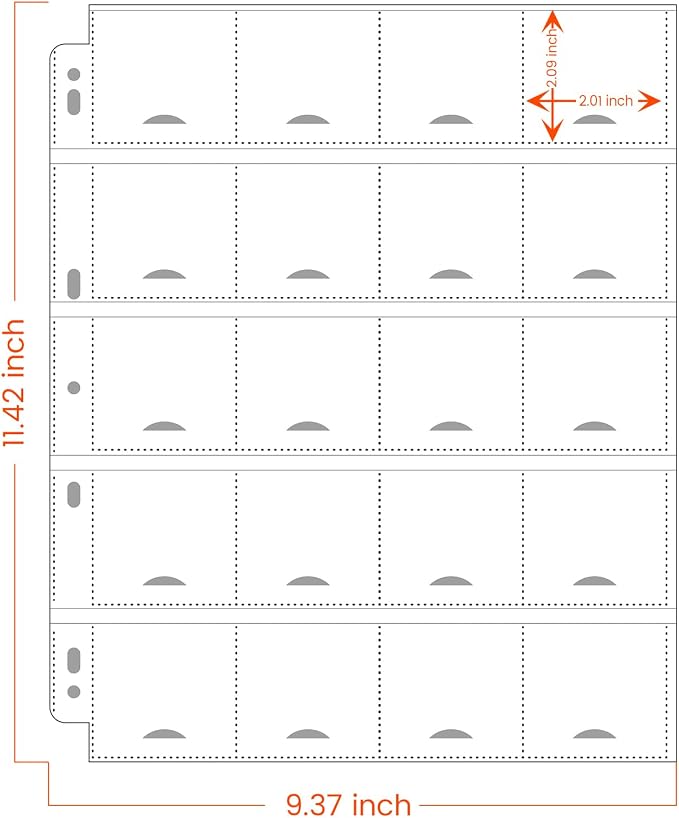 50-Sheets 20-Pocket Thumb-Cut Coin Pages - Image 2
