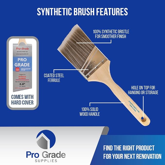 Pro Grade Paint Brushes, 3 Inch Angle Paint Brush, Walls & Trim, 12 Pack | Sash - Image 3