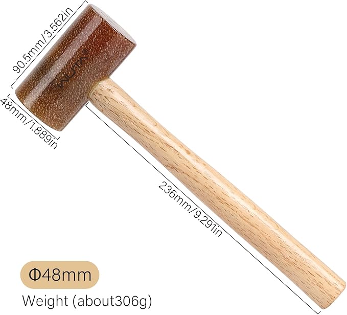 WUTA Rawhide Mallet Cobbler Hammer Leather Hammer Rawhide-head for Stamping Jewelry Leather Worker Craft Tool 48mm