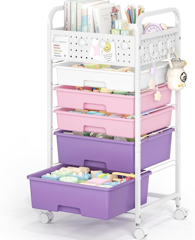 5 Drawer Rolling Storage Cart - Image 9