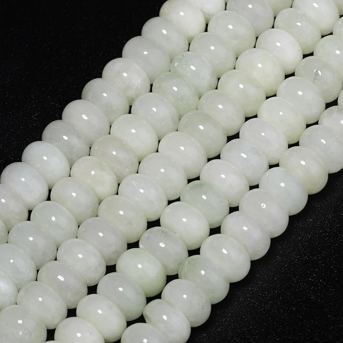 Songxi 5x8mm Natural White Colored Jade Stone Rondelle Beads, Gemstone - Image 3