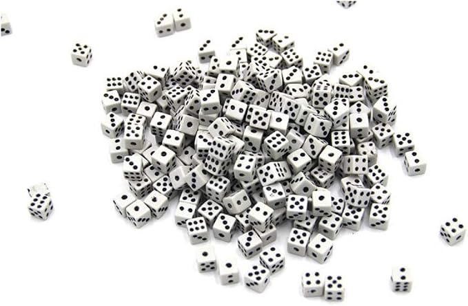 100Pcs 8mm White Dice, Adult Game Dice by KRISMYA