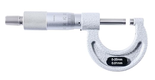 Accusize Industrial Tools 0-25mm by 0.01mm Ultra-Precision Outside Micrometer, EG00-0025
