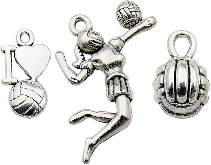 Youdiyla 45 Volleyball Charms Collection, Bulk I Love Sport Volleyball Girl by Youdiyla