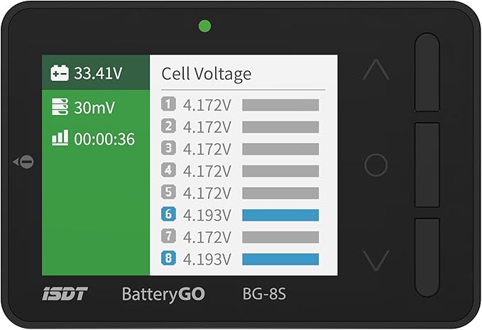 ISDT BattGo BG-8S Battery Meter, LCD Display Digital Battery Capacity Checker Battery Balancer Battery Tester for LiPo/LiFe/ Li-ion/NiMH/Nicd