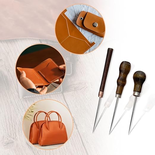 6 PCS Awl Tool, Leather Awl Punch Tool, Gourd Shape Handle Punch Tools for DIY Leather Sewing Punching