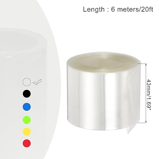 MECCANIXITY Battery Wrap PVC Heat Shrink Tubing 26mm Dia 43mm Flat 20 Feet(6meters) Clear Good Insulation for Battery Pack