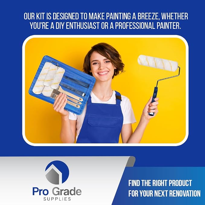 Pro Grade Paint Roller Kit, Paint Brushes - Image 4