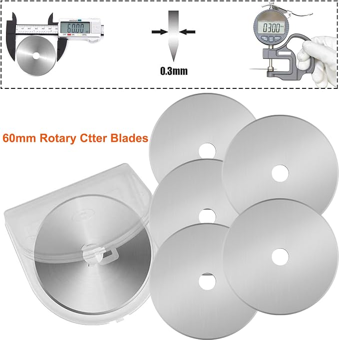 60mm Rotary Cutter Blades 5-Pack Replacement Blades Fits Fiskars, DAFA - Image 5
