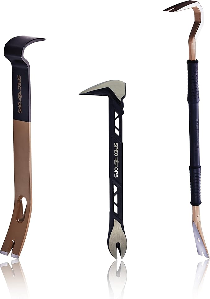 Spec Ops Tools 10", 15" & 30" Nail Puller, Flat Pry Bar, & Crowbar Tool Set, High-Carbon Steel, 3% Donated to Veterans