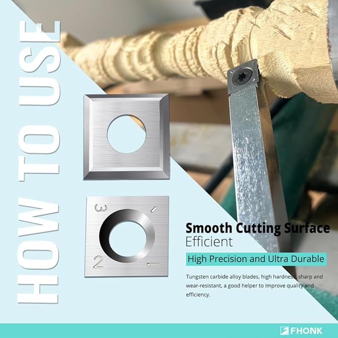 14mm Square Straight Carbide Cutters, for Woodturning Replacement Cutter Knives, Fits Spiral, Helical Planer Cutter, Wood Lathe Turning Tool, 10-Piece (14x14x2.0-30°)
