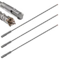 Concrete Drill Bit 3pcs 7/32" X 10"-8" Cross-Type Double Thread Carbide Material Suitable for Concrete, Brick, Cement Walls, Stone